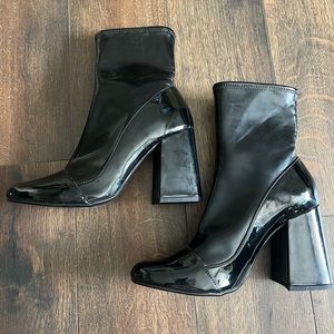 Zara patent black sock boots